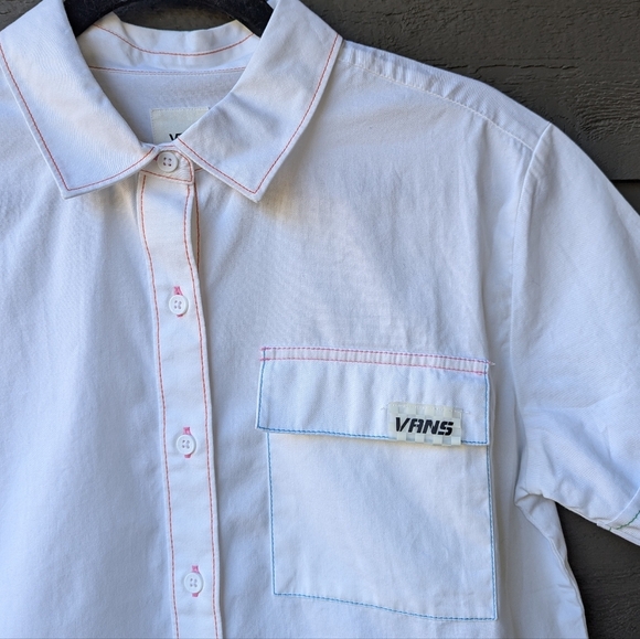 Vans Thread It Top Button Up White Colorful Stitching Size Small - Picture 5 of 10